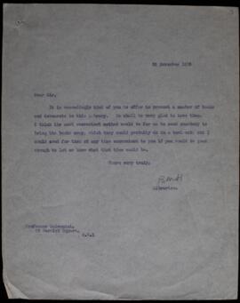 Letter from Bertie M. Headicar to Salvemini, Nov 1926