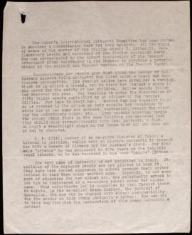 Circular letter from Sylvia Pankhurst, 1932